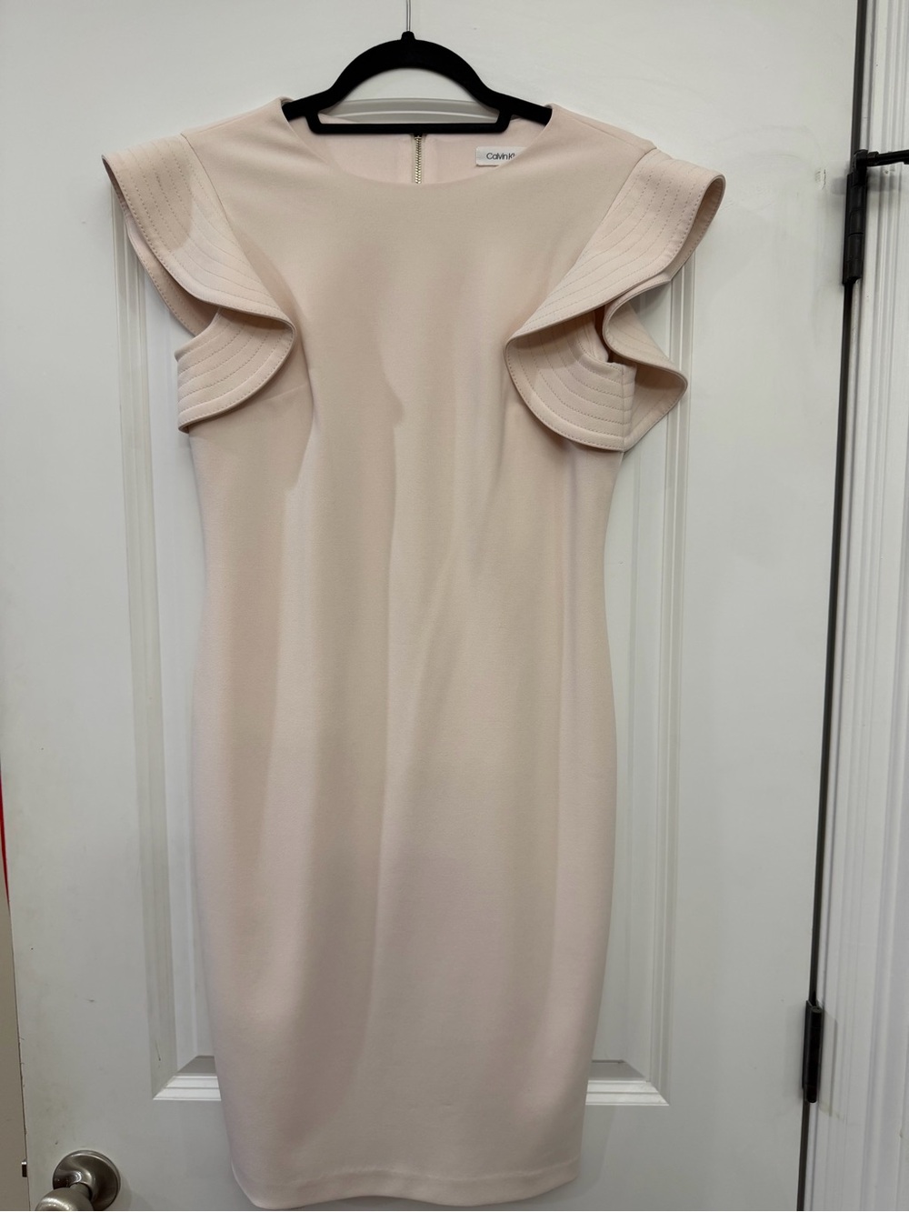 Calvin Klein Pale Pink Ruffle Sleeve Sheath Dress